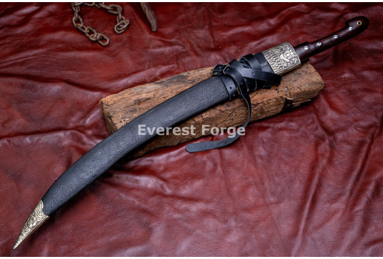 Hand-Forged Cossack Shashka Sword, Riveted Rosewood Hilt