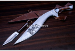 Hand-Forged Kukri Knife, Tiger Etched Blade