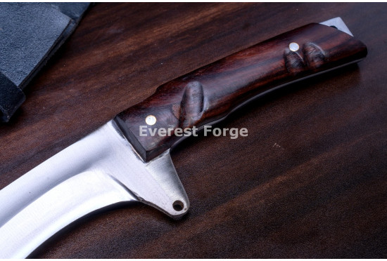 Hand-Forged Bushcraft Kukri Knife, Rosewood Handle