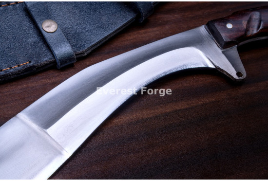 Hand-Forged Bushcraft Kukri Knife, Rosewood Handle