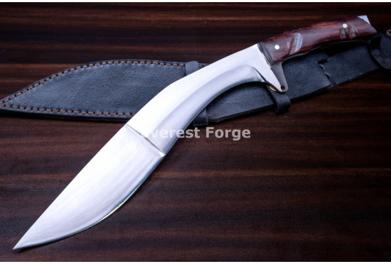 Hand-Forged Bushcraft Kukri Knife, Rosewood Handle