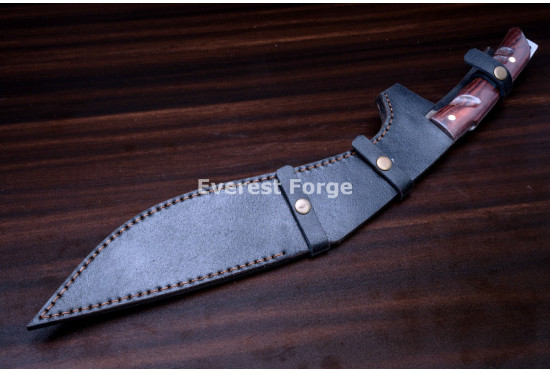 Hand-Forged Bushcraft Kukri Knife, Rosewood Handle