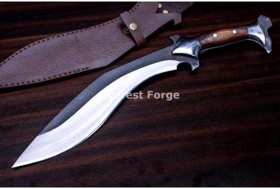 Hand-Forged Battle Kukri Knife, Blackened Blade
