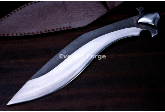 Hand-Forged Battle Kukri Knife, Blackened Blade