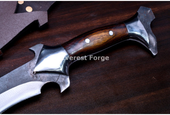 Hand-Forged Battle Kukri Knife, Blackened Blade