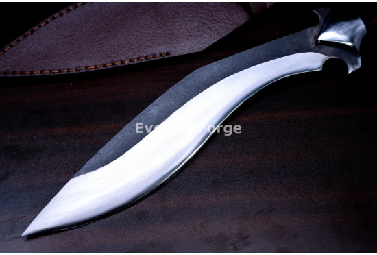 Hand-Forged Battle Kukri Knife, Blackened Blade