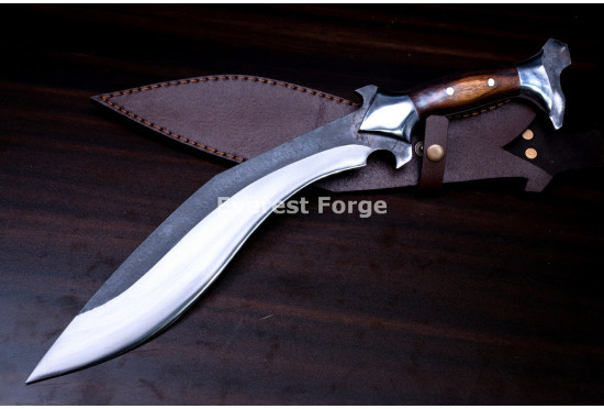 Hand-Forged Battle Kukri Knife, Blackened Blade