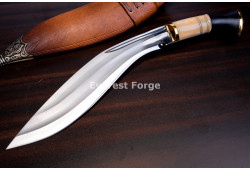 Hand-Forged Bhojpure Kukri Knife, Bone and Horn Handle