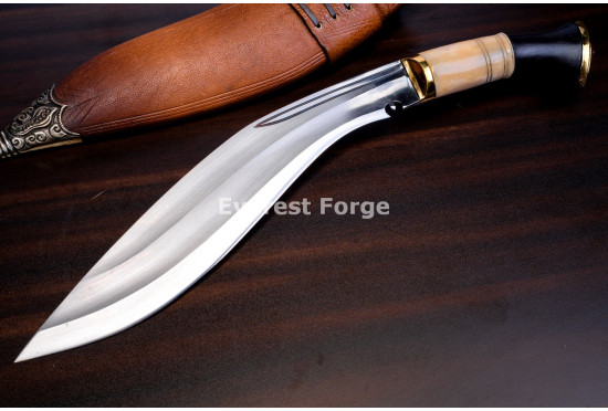 Hand-Forged Bhojpure Kukri Knife, Bone and Horn Handle
