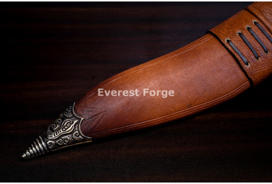 Hand-Forged Bhojpure Kukri Knife, Bone and Horn Handle