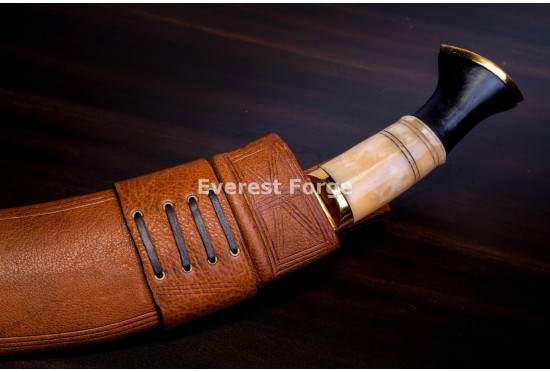 Hand-Forged Bhojpure Kukri Knife, Bone and Horn Handle