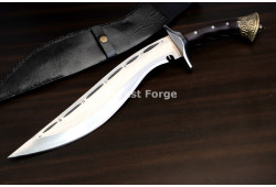 Hand-Forged Kukri, Carved Brass Pommel