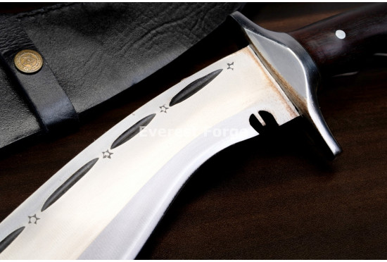 Hand-Forged Kukri, Carved Brass Pommel