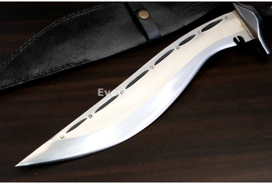 Hand-Forged Kukri, Carved Brass Pommel