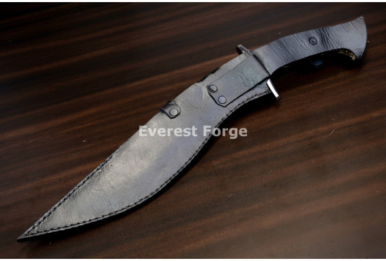Hand-Forged Kukri, Carved Brass Pommel