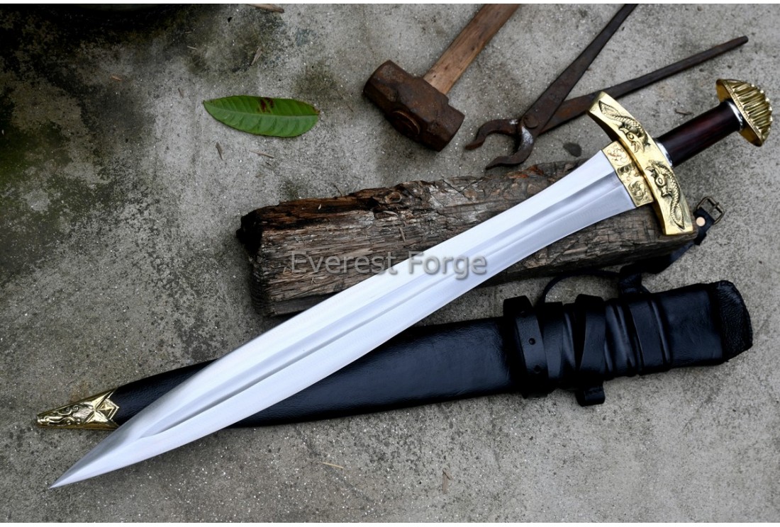 Viking Leaf Blade Sword hand-forged Celtic style — Everest Forge Nepal