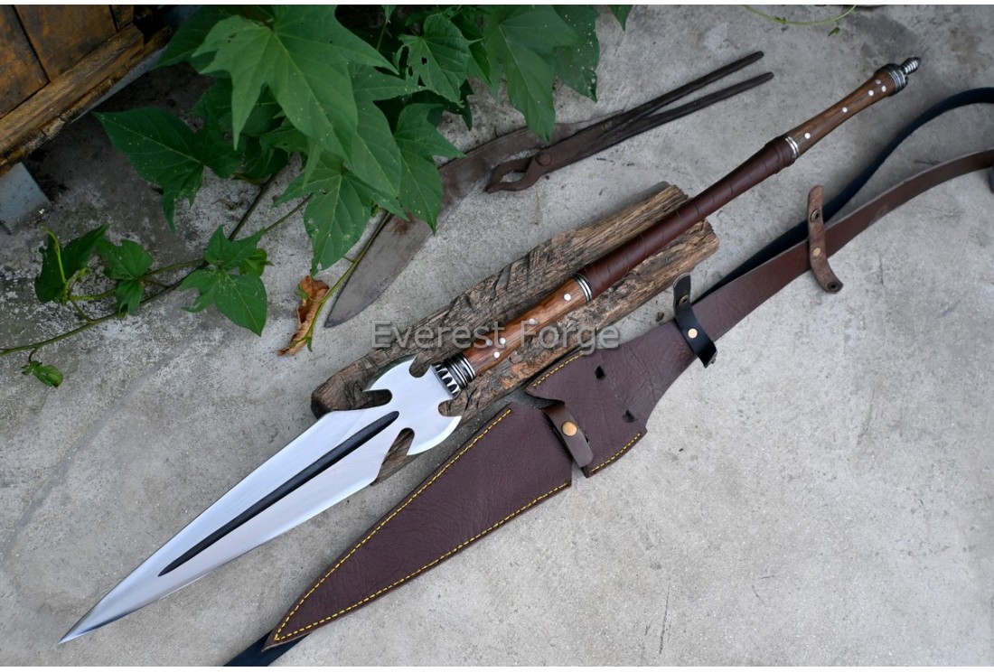 Valkyrie Spear hand-forged ornate winged skeletonized Norse fantasy spear