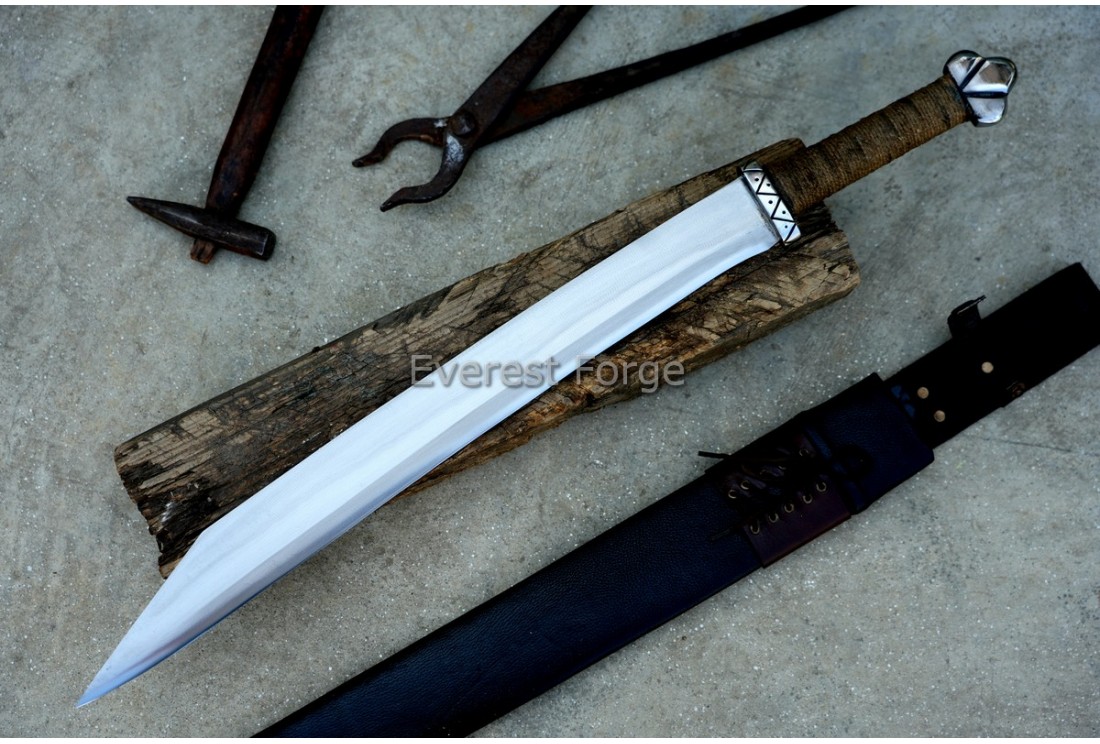 Long Viking Seax sword hand-forged Norse single edge — Everest Forge Nepal