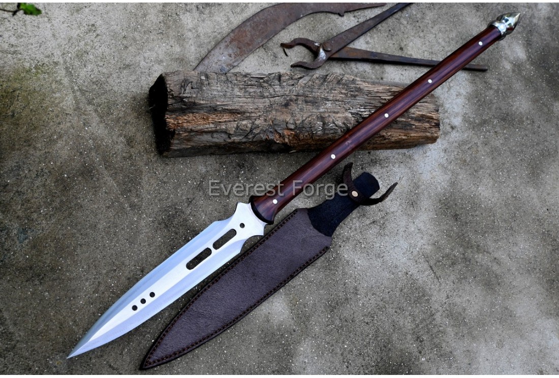 Phantom Spear hand-forged fantasy spear with broad skeletonized blade