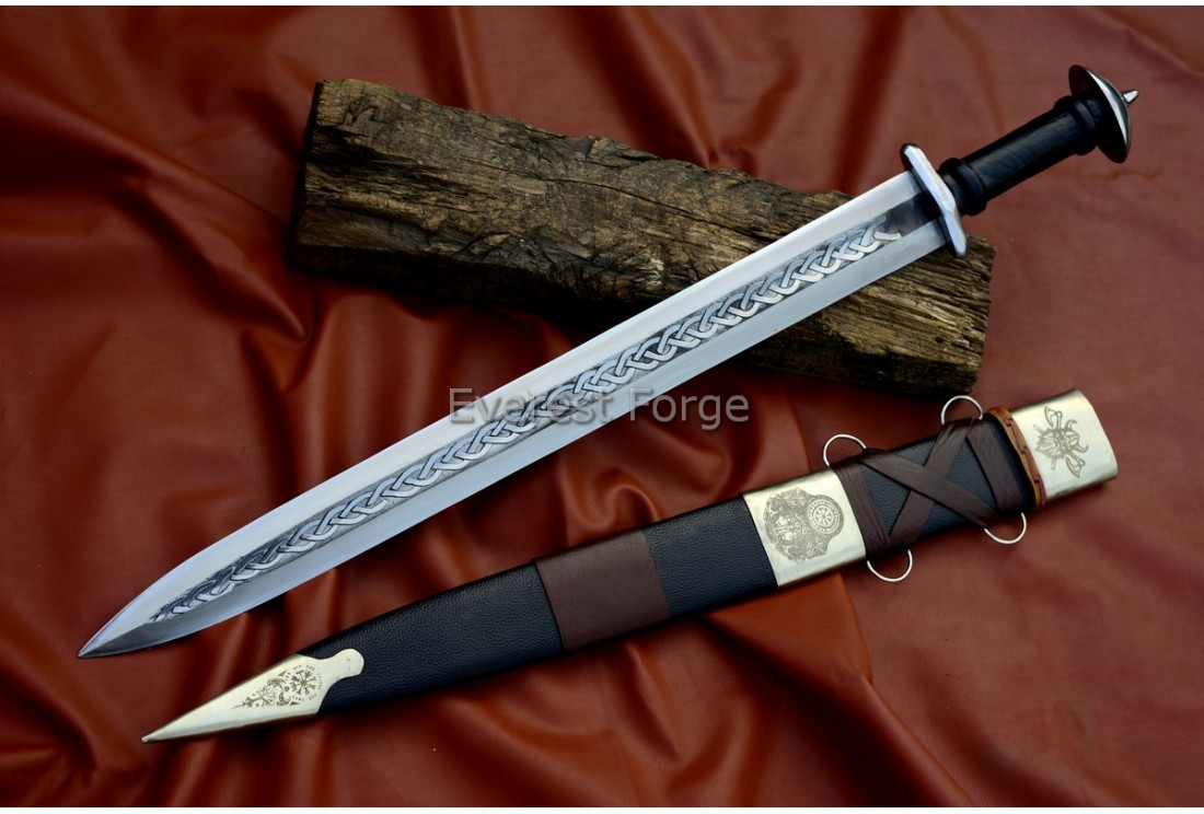 Celtic etched Viking sword hand-forged customised — Everest Forge Nepal