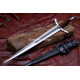 Hand-Forged Fantasy Short Sword, Fullered Rosewood Hilt