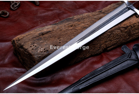Hand-Forged Fantasy Short Sword, Fullered Rosewood Hilt