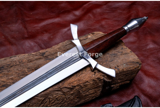 Hand-Forged Fantasy Short Sword, Fullered Rosewood Hilt