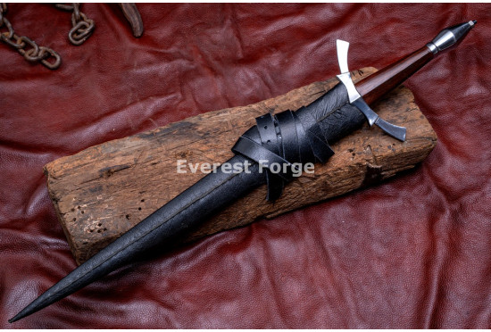 Hand-Forged Fantasy Short Sword, Fullered Rosewood Hilt