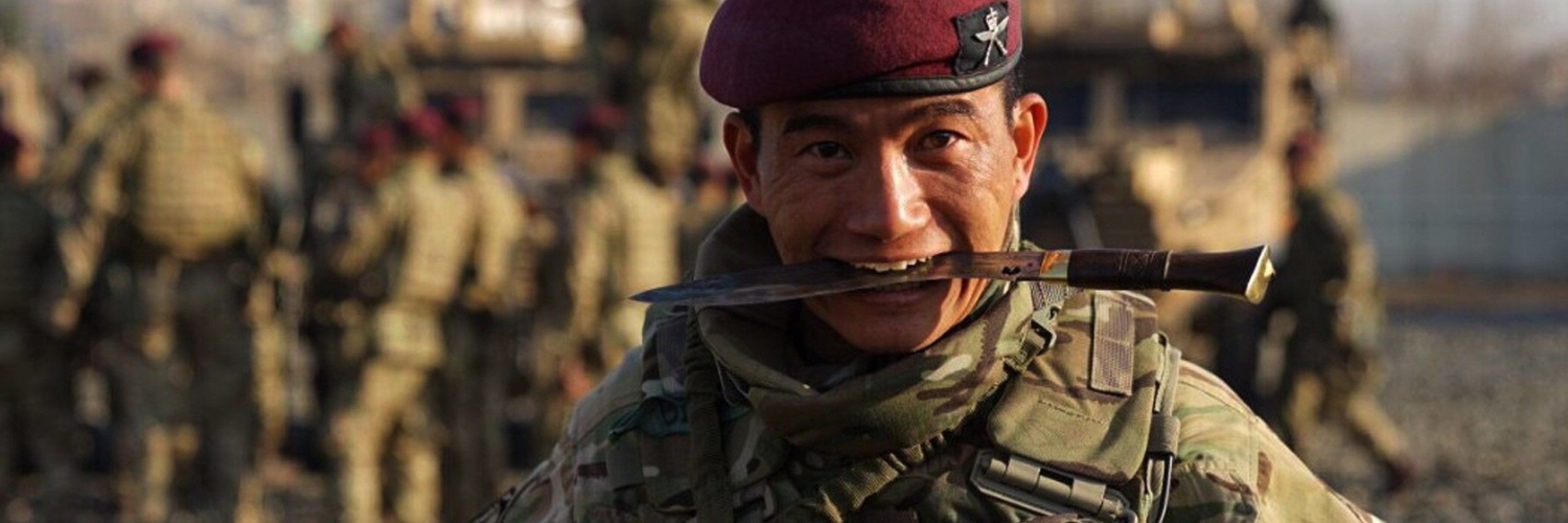 Legendary Gurkha warrior holding traditional khukuri – Symbol of bravery, heritage, and craftsmanship – Shop authentic kukris at Everest Forge