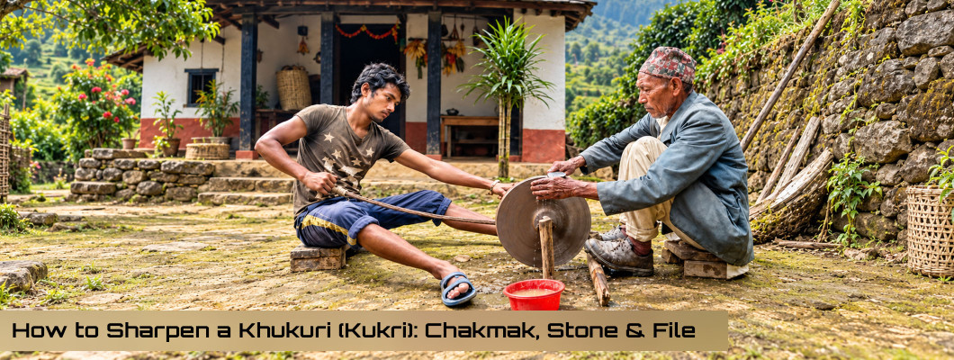 How to Sharpen a Khukuri (Kukri): Chakmak, Sandpaper, Stone and File