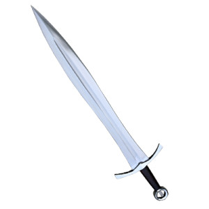 Hand-forged custom sword with high-carbon steel blade and full tang handle displayed for collectors and warriors