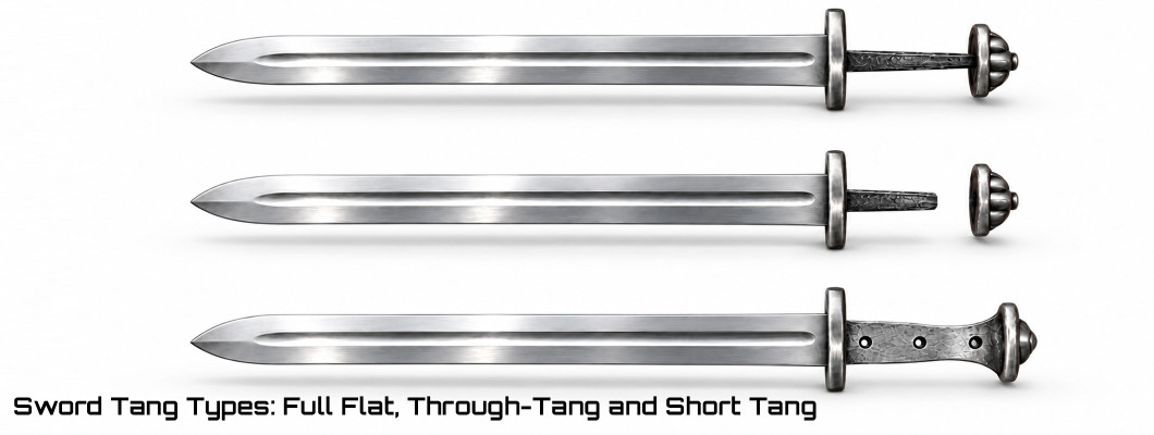 Sword Tang Types: Full Flat, Through-Tang and Short Tang Shown Without the Grip