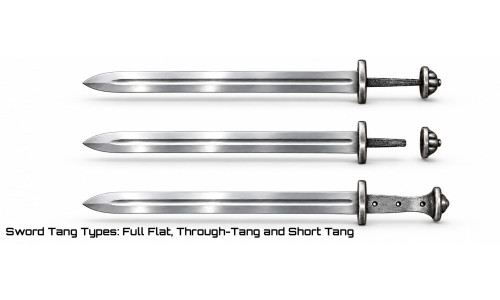 Sword Tang Types: Full Flat, Through-Tang and Short Tang Shown Without the Grip