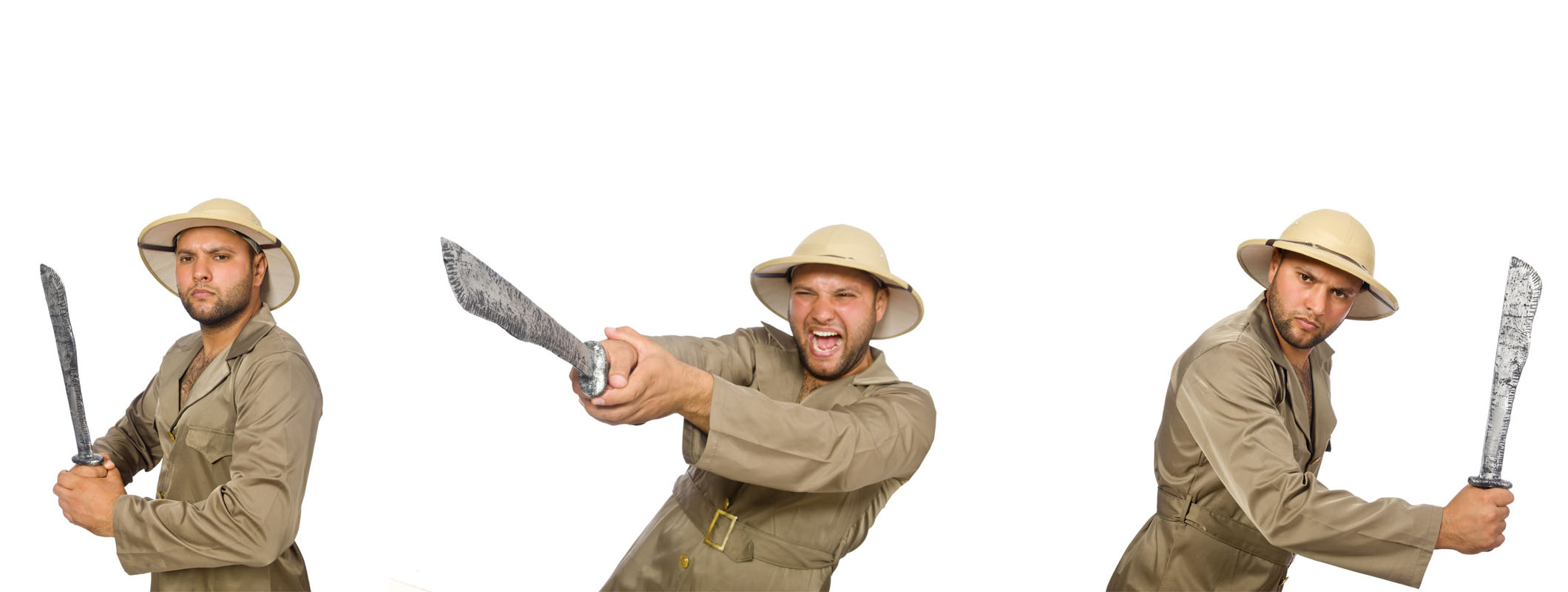 Two-handed machete handling for heavy clearing