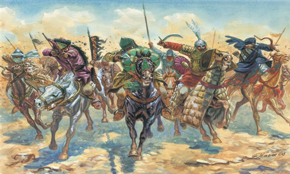 Middle Eastern Warrior Holding a Scimitar – Historical Painting