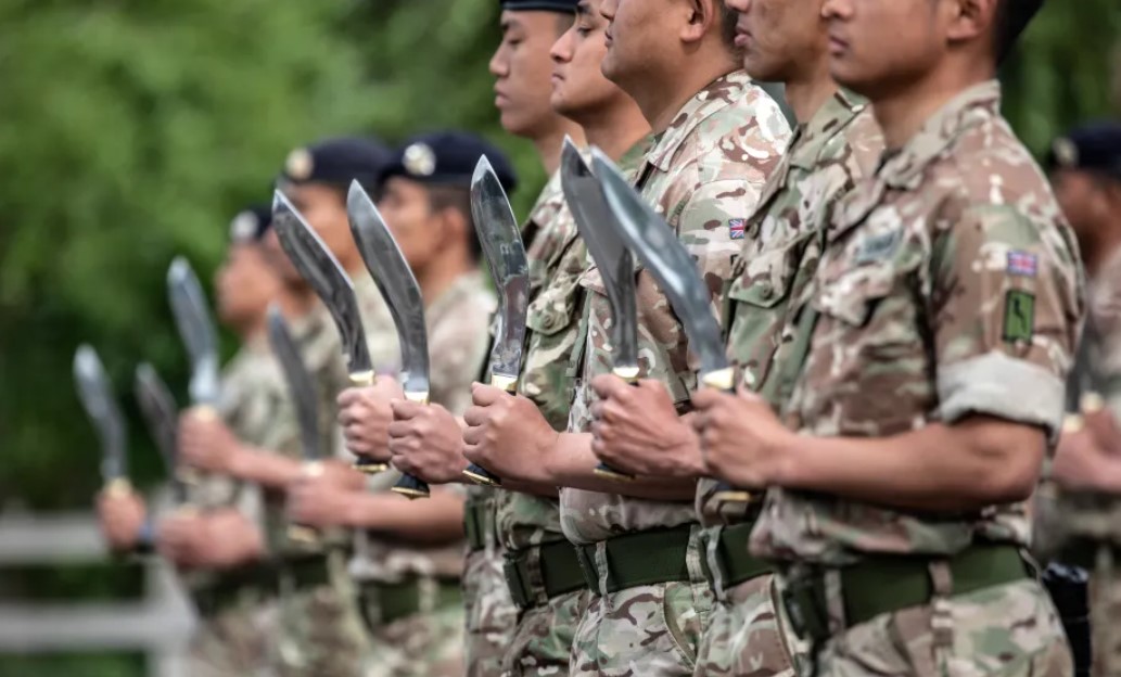 British Gurkhas Army with their khukuri knives