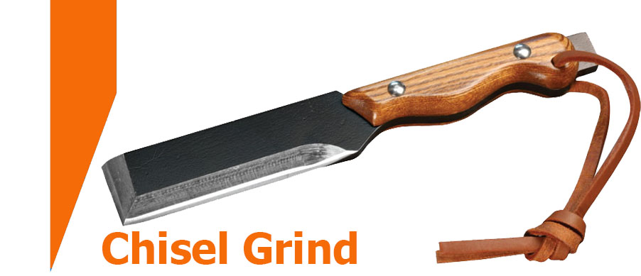 Chisel grind blade design with one-sided bevel and flat reverse side for precision cutting tasks
