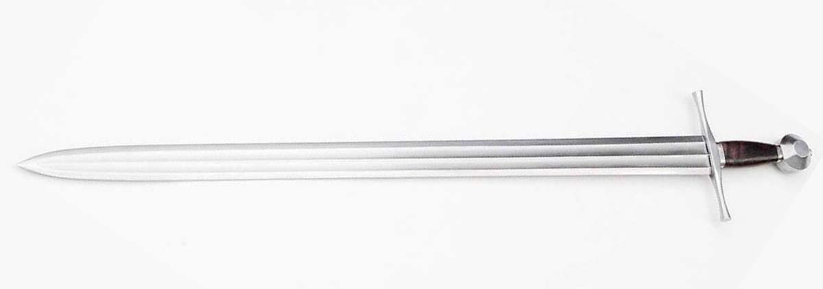 Double fuller sword blade with two parallel grooves for balance and weight reduction