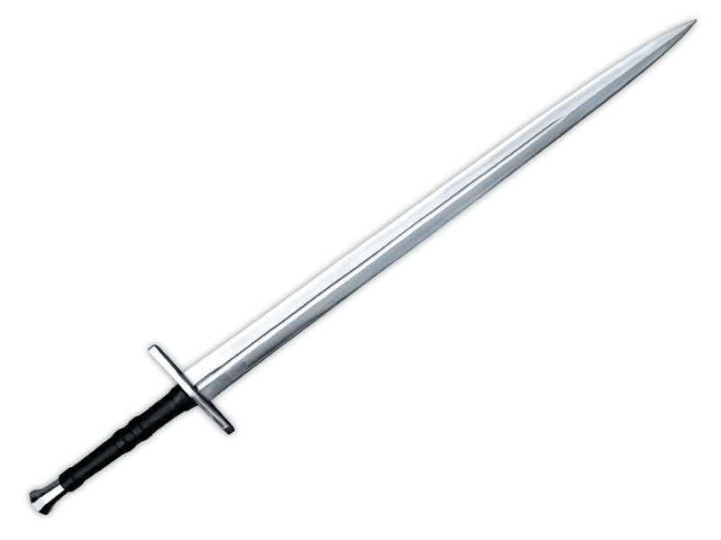 European hand and a half longsword – medieval double edged blade with extended grip for one or two handed use