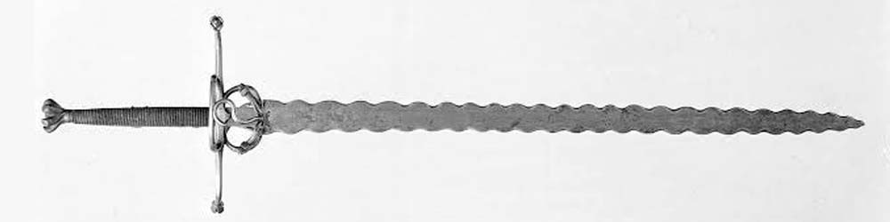 Flamberge zweihander sword German wavy blade two handed sword