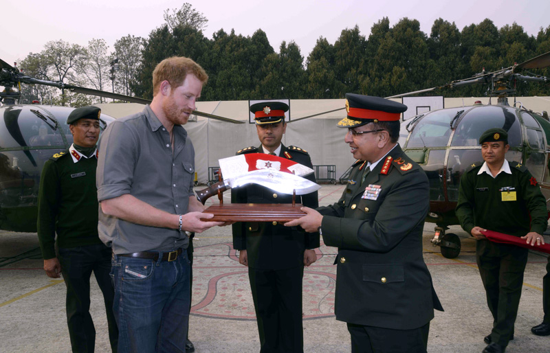 Nepal Army Chief gifting a kukri khukuri to Prince Harry