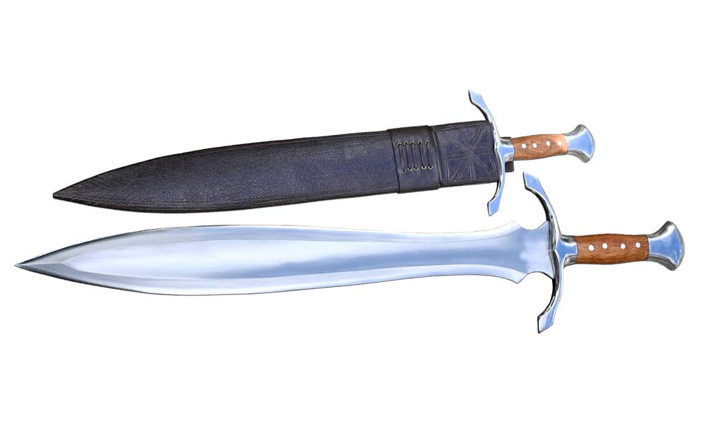 Leaf sword for self defense and practical use broad blade tapered tip cutting and thrusting design