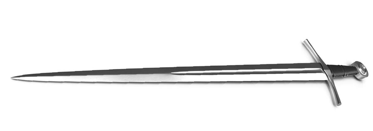 Partial fuller sword blade showing groove starting near handle and stopping mid blade