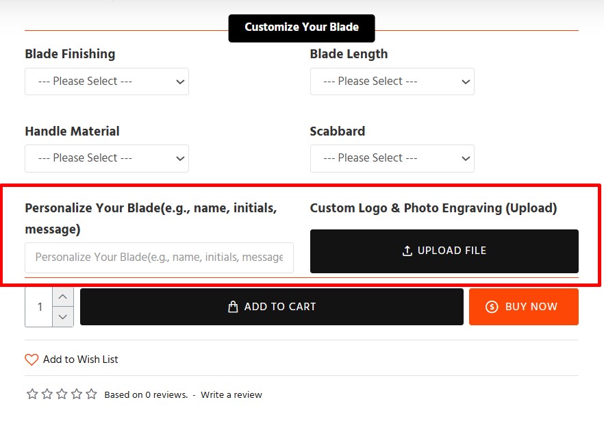 Personalization and logo engraving options at Everest Forge