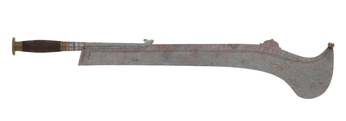 Ram Dao Indian sword with heavy curved blade used in traditional rituals and cutting tasks