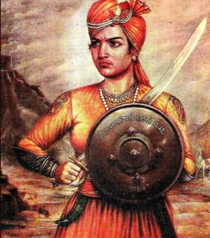Rani Lakshmibai the warrior queen of Jhansi with her talwar sword and shield - hand-forged talwars by Everest Forge