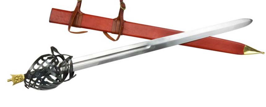 Schiavona Italian sword with basket hilt and broad blade from Venice