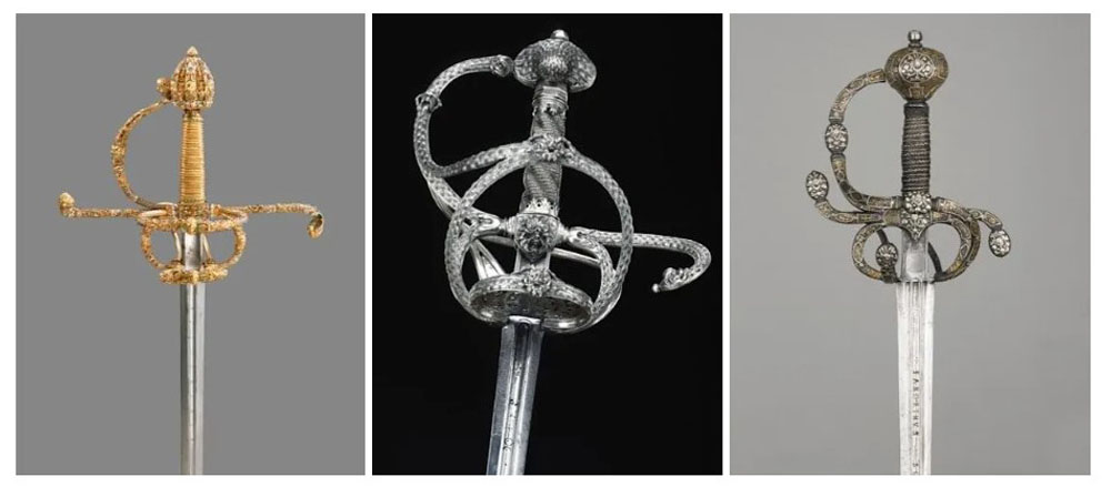 Tudor and Stuart rapier sword slender thrusting blade complex hilt english renaissance weapon