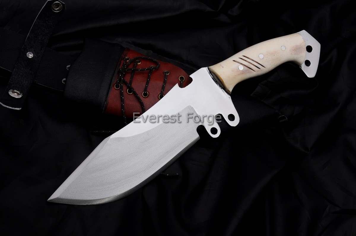 Everest Bowie with Bone Handle and Leather Sheath