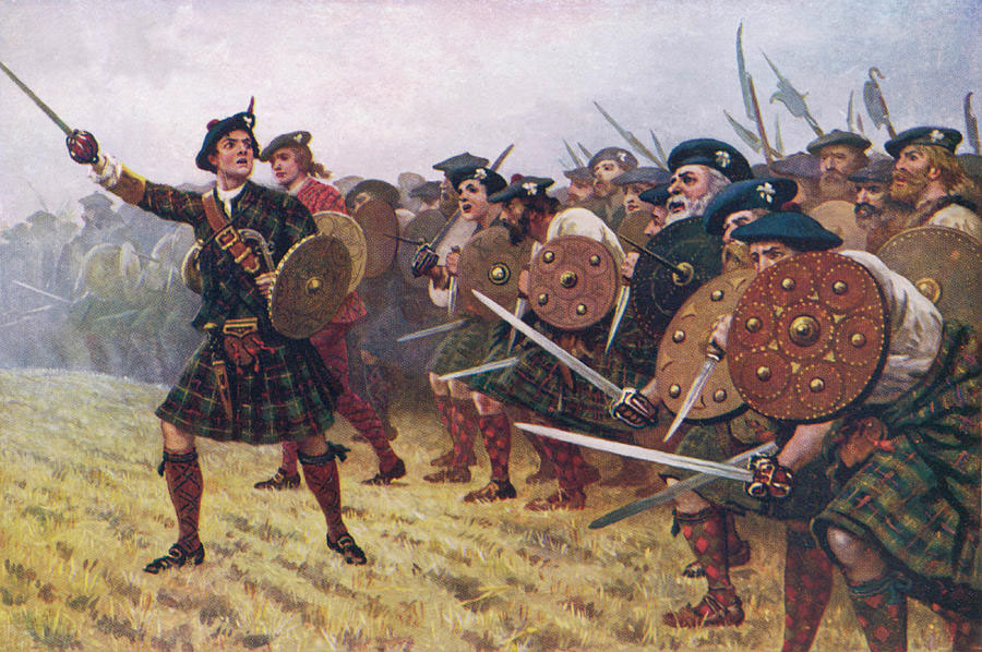 Painting of Highlander Warrior with Dirk Dagger